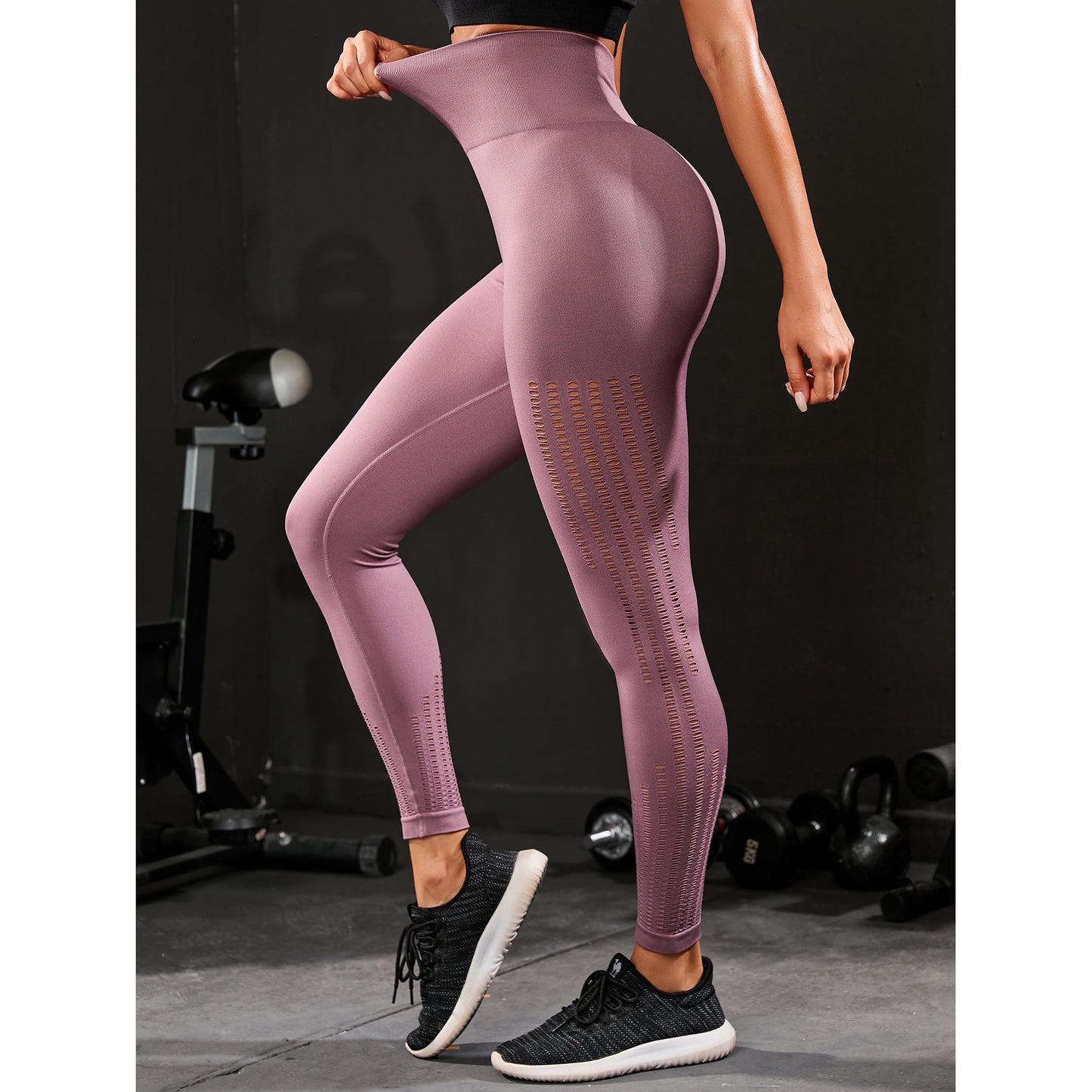 Seamless Knitted Sports Yoga Pants High Waist Breathable Peach Hip Tight Quick Drying Breathable Yoga Trousers