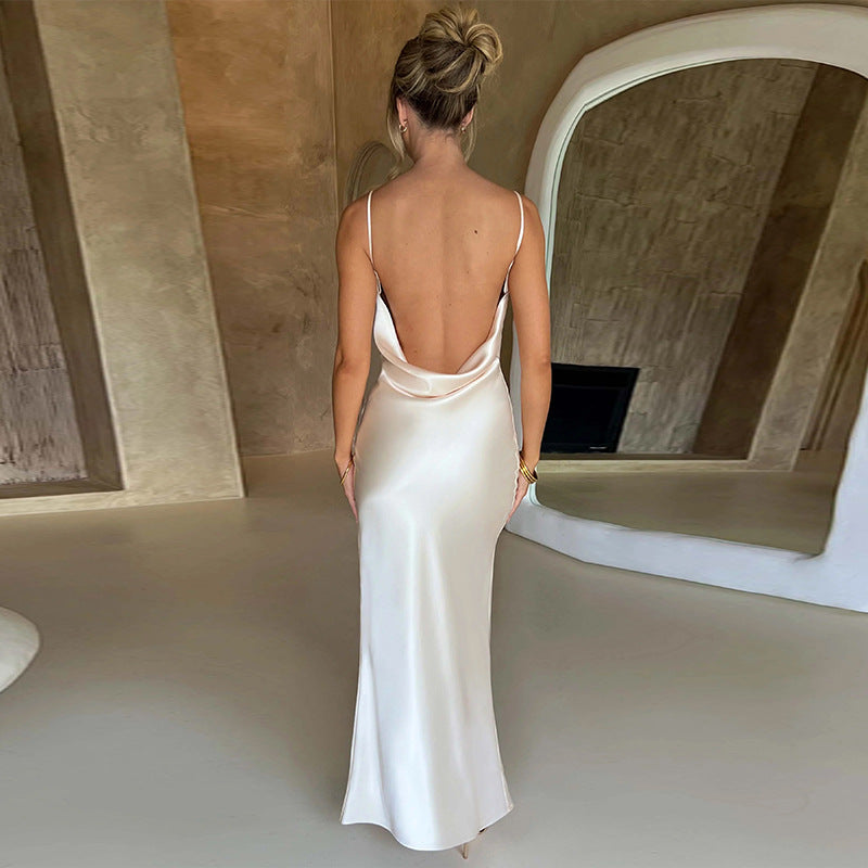 Women Clothing Summer Sexy Backless Slim Fit Split Sling Dress