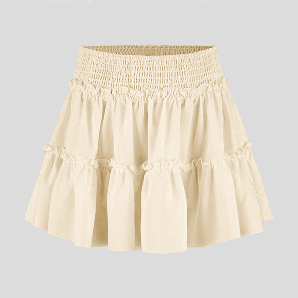 Floral Skirt Pants Lined A line Skirt High Quality Smocking Tight Waist Elastic Culottes