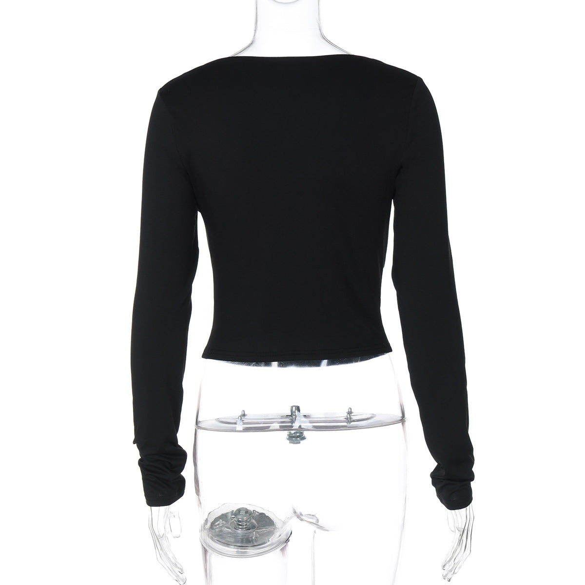 Women Clothing Summer Slim Deep V Plunge Niche Sexy Bottoming Long Sleeve T shirt