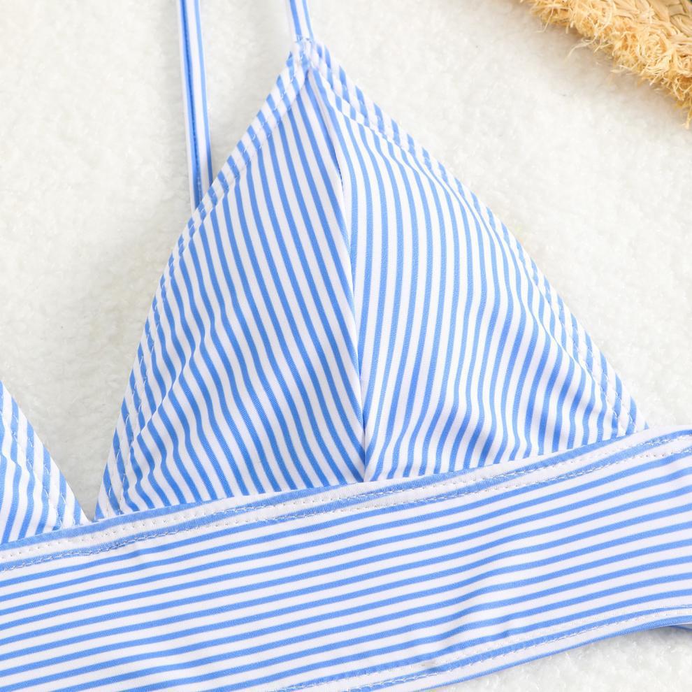 Split Swimsuit Bikini Sexy Swimsuit Slim Striped High Waist Bikini Swimsuit