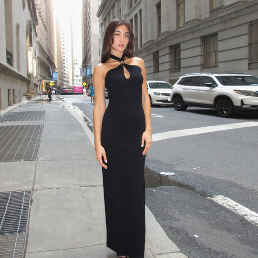 Women Clothing Summer Sexy off Shoulder High Waist Slim Solid Color Sheath Dress