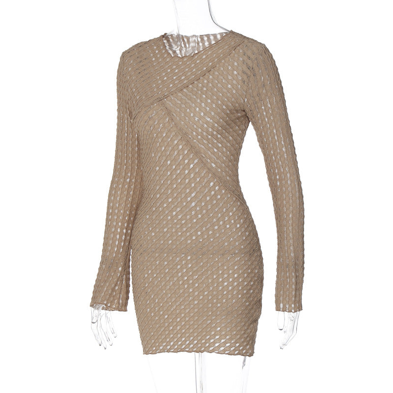 Dress Slim Fit Long Sleeve Sexy Ripped Hip for Women