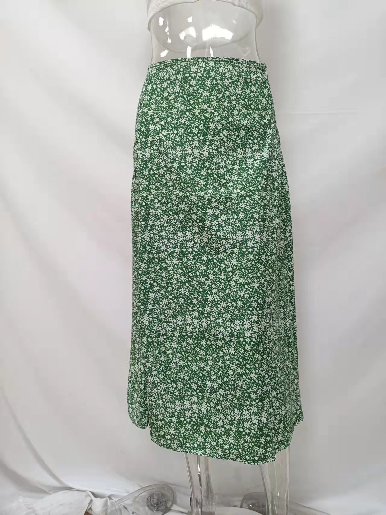 Summer Floral Skirt Split A- line Sheath Mid-Waist Skirt