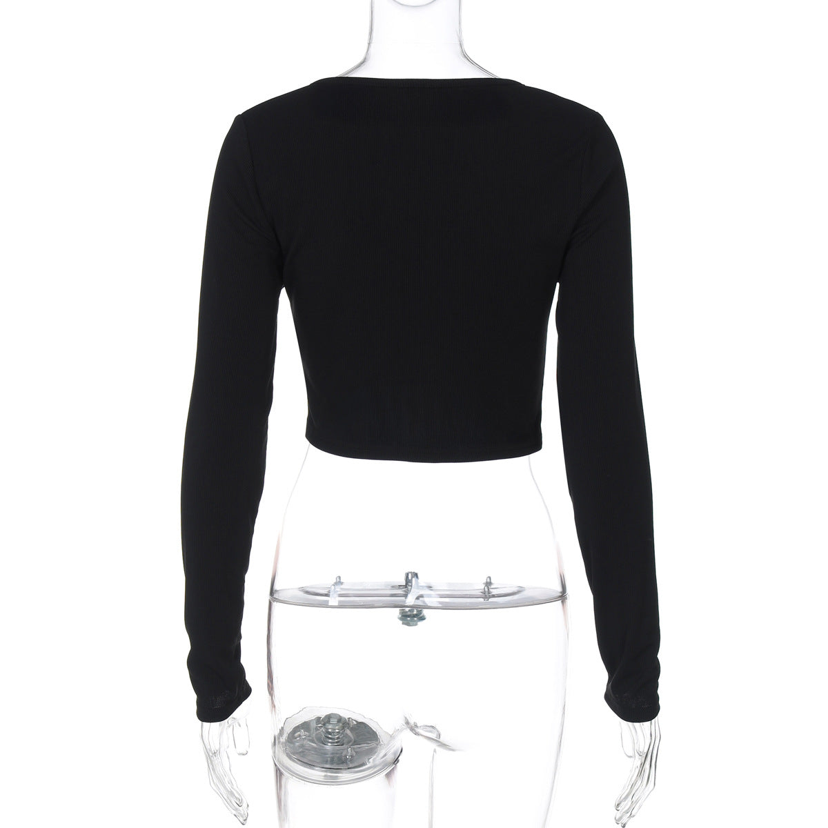 Women Clothing Summer Sexy Cardigan Button Cropped Long Sleeve T shirt Top