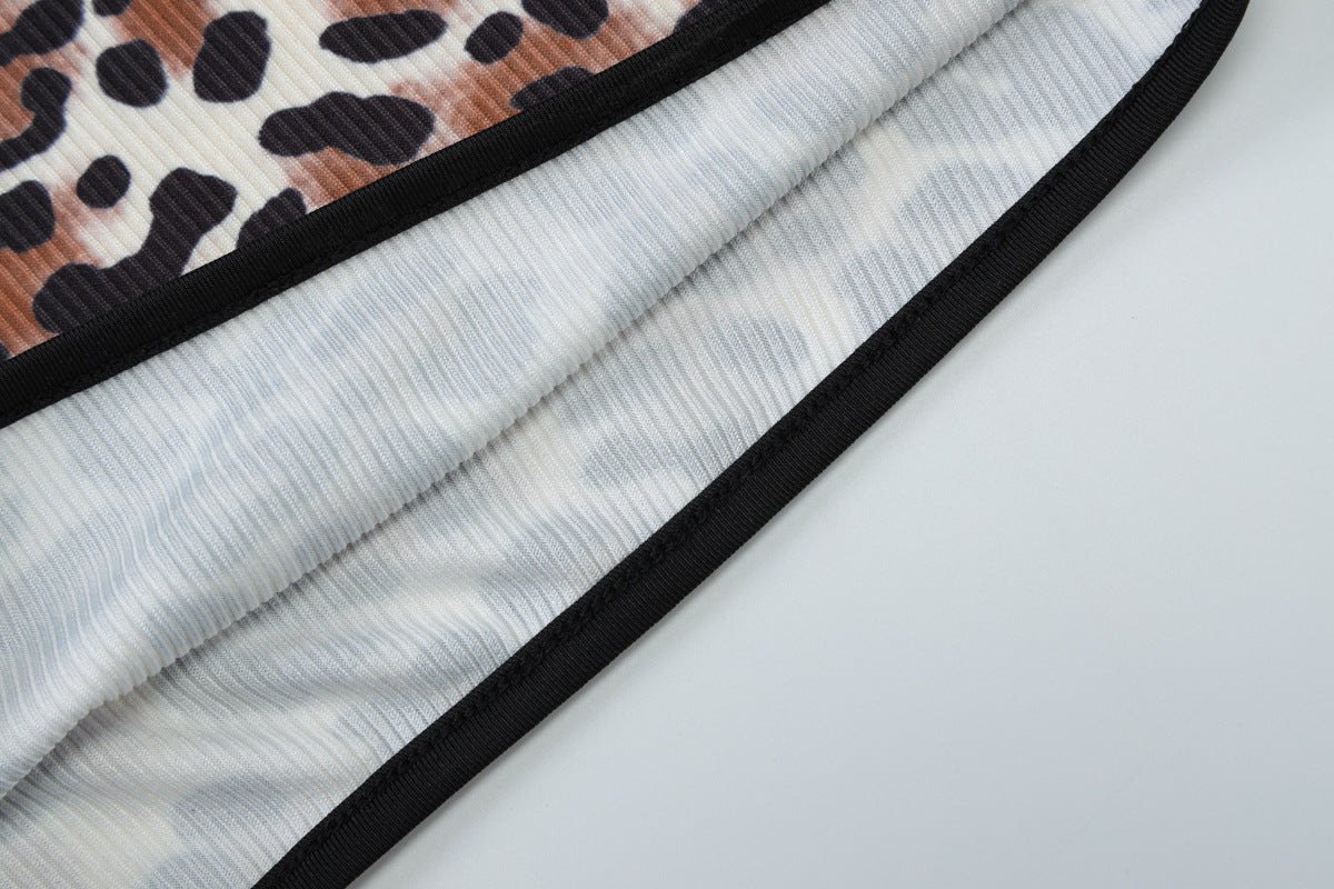 Women Clothing Summer Leopard Print Printed Sexy Sling Slim Sheath Jumpsuit