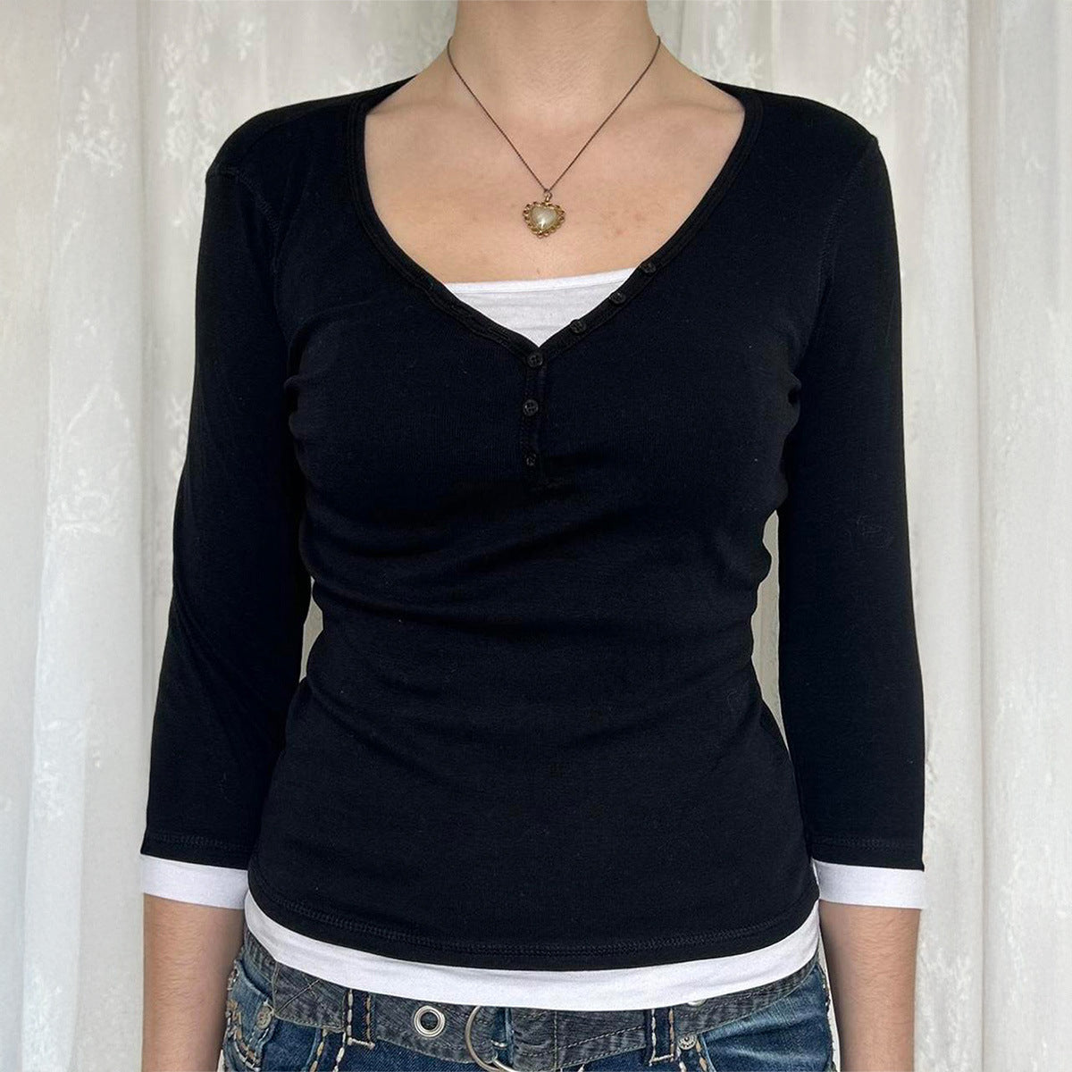 Casual Minimalist Long Sleeve Bottoming Vest T shirt Women Clothing Autumn Winter