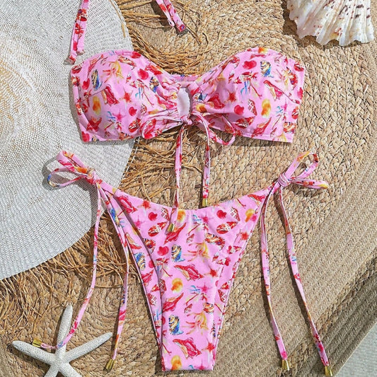 Swimwear Floral Bikini Sexy Bikini Lady Simple Split Swimsuit