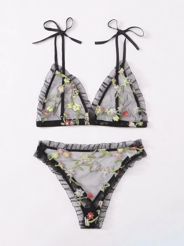 Sexy Lingerie Mesh See-through Lace Sexy Three-Point Sexy Sleepwear