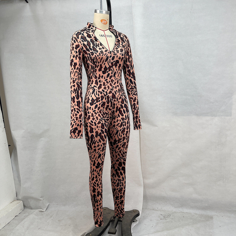 Women Clothing Autumn Winter Stand Collar Long Sleeve Waist Slimming Hip Lifting Jumpsuit Sports Fitness Running Women Clothing