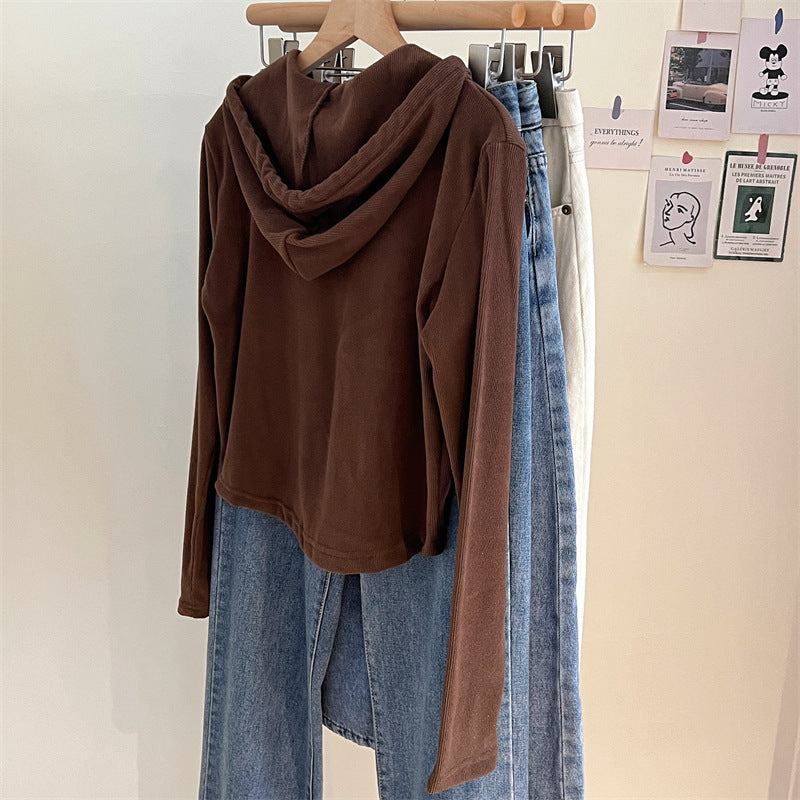 Autumn Winter Sweater Women Hooded Long Sleeve Short Cardigan Sexy Slim Fit Warm Jacket