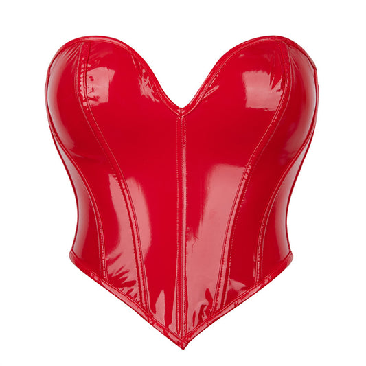 Women Leather Chest Support Sexy Bodybuilding Top