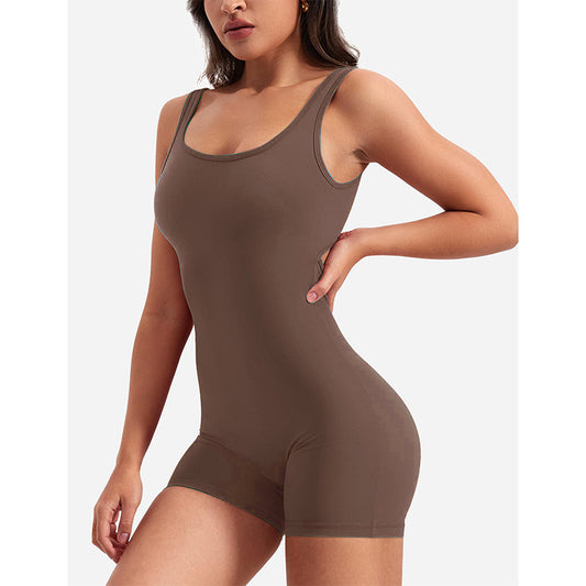 Spring Summer Women Clothing Shoulder Strap Backless Slim Fit Hip Lifting Yoga Jumpsuit