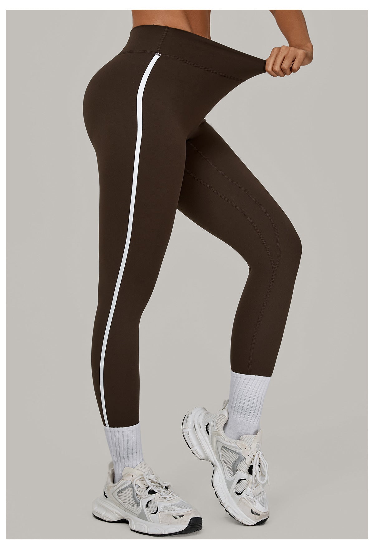 Color Contrast Patchwork Running Quick Drying Fitness Pants Breathable Outer Wear Tight Sports Pants High Waist Hip Lift Yoga Pants Women