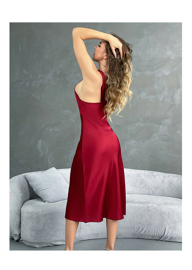 Nightclubs Satin Sexy Lingerie Sleeveless Sexy Sling Home Dress