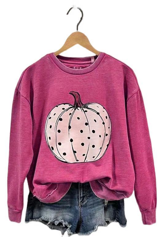 Ladies Cotton Halloween Limited Washed Worn Rib Stitching Thickening Sweatshirt
