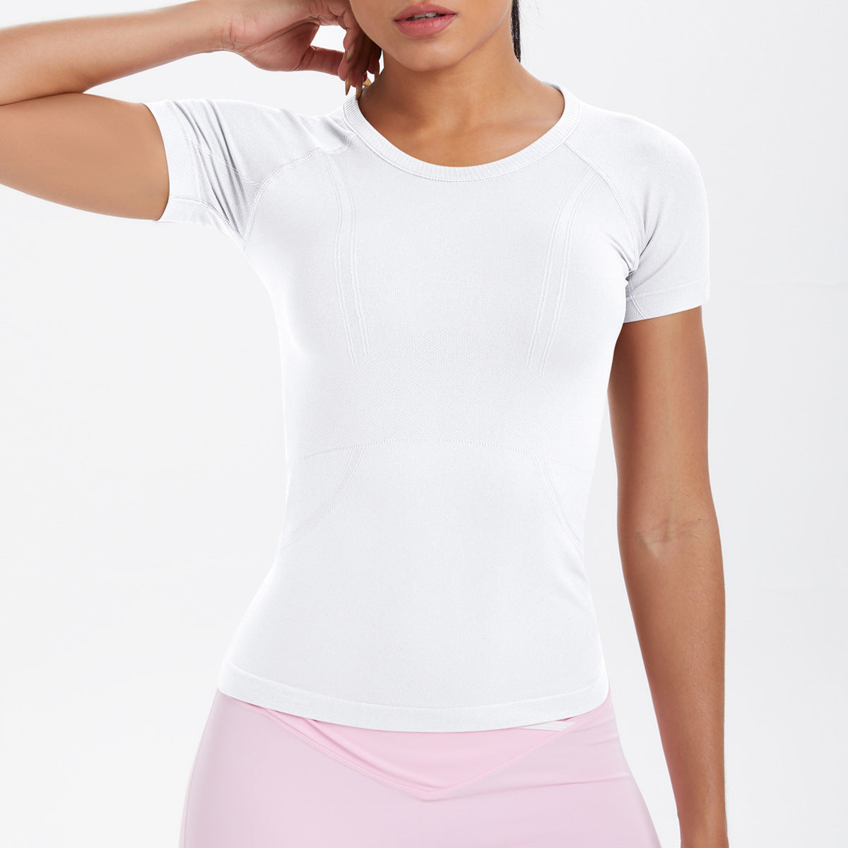 Women Short Sleeve round Neck Exercise T shirt Running Fitness Top Skin Friendly Slim Breathable Yoga Short Sleeve