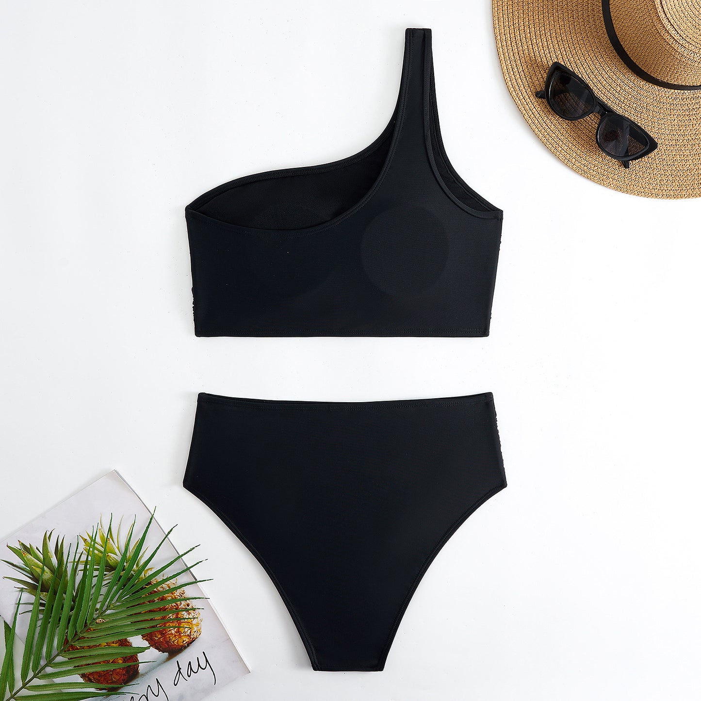 High Waist Solid Color Bikini Swimsuit Women Split Swimsuit Bikini