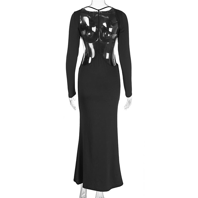 Women Spring Sexy Backless Ribbon Pleated Slim Dress