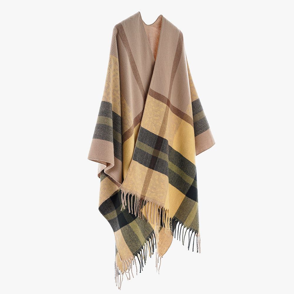 Arrival Shawl Women Plaid Shawl Cardigan Warm Tassel Outer Shawl