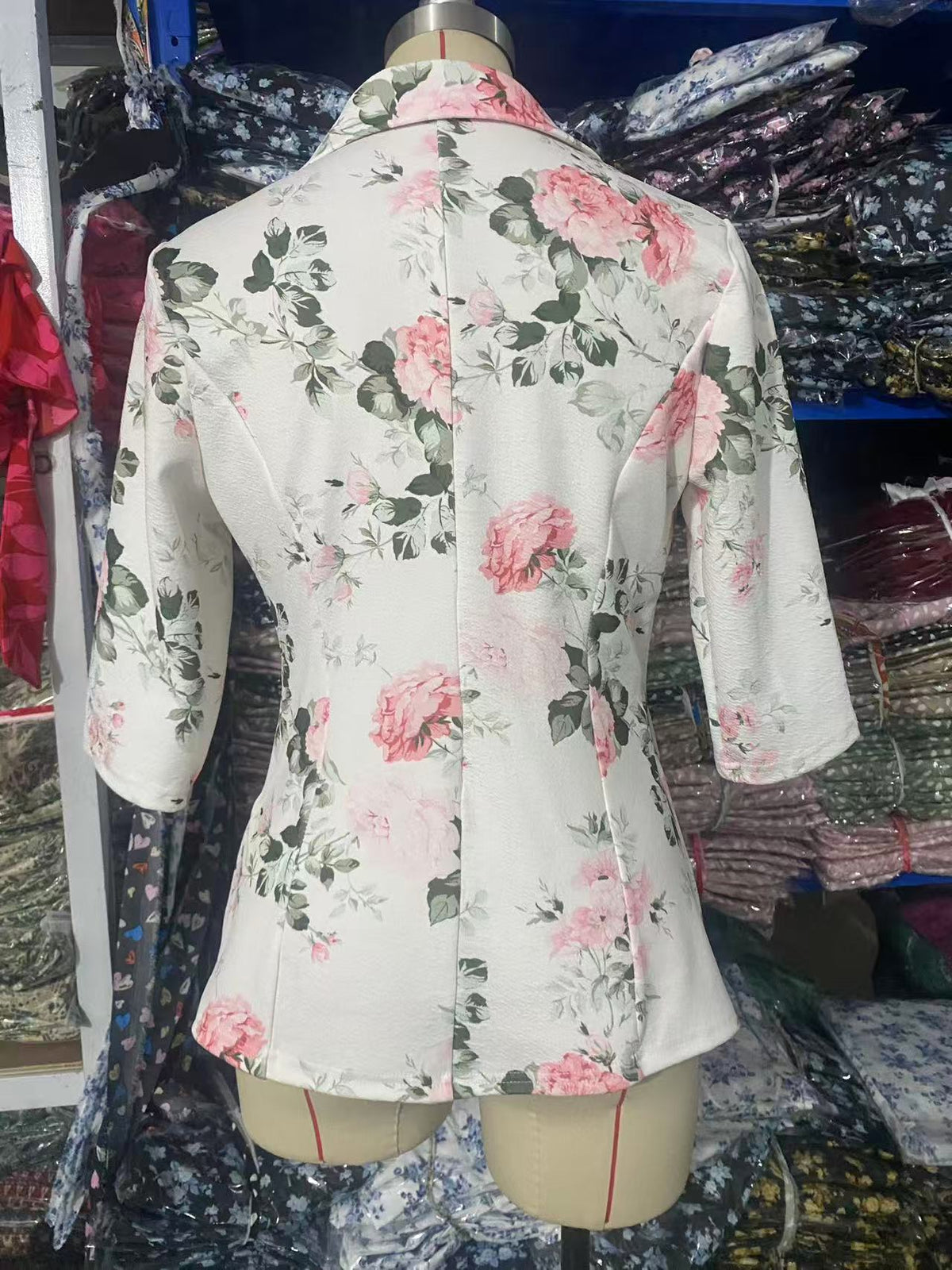 Refined Stylish Printed Small Blazers Turn down Collar Coat