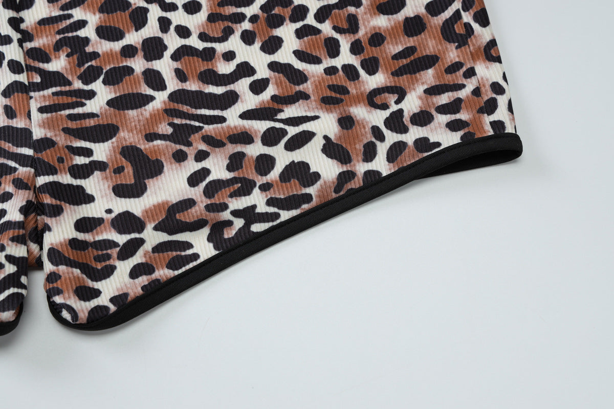 Women Clothing Summer Leopard Print Printed Sexy Sling Slim Sheath Jumpsuit