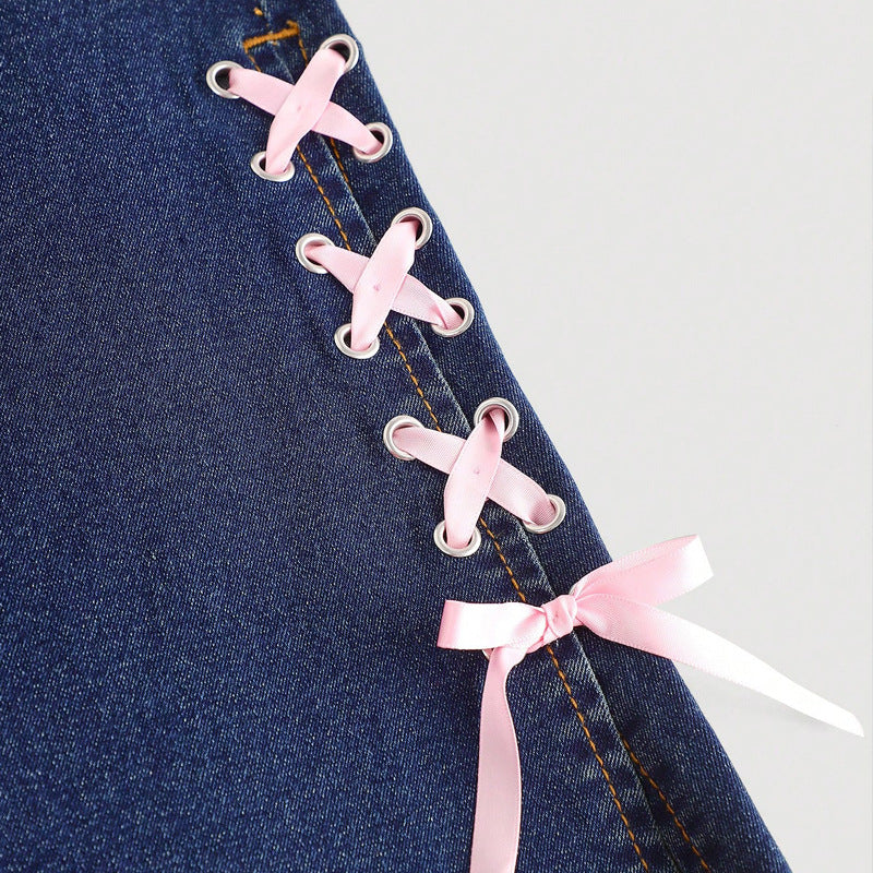 Women Clothing Bow Jeans Loose Straight Wide Leg Pants Pants Source