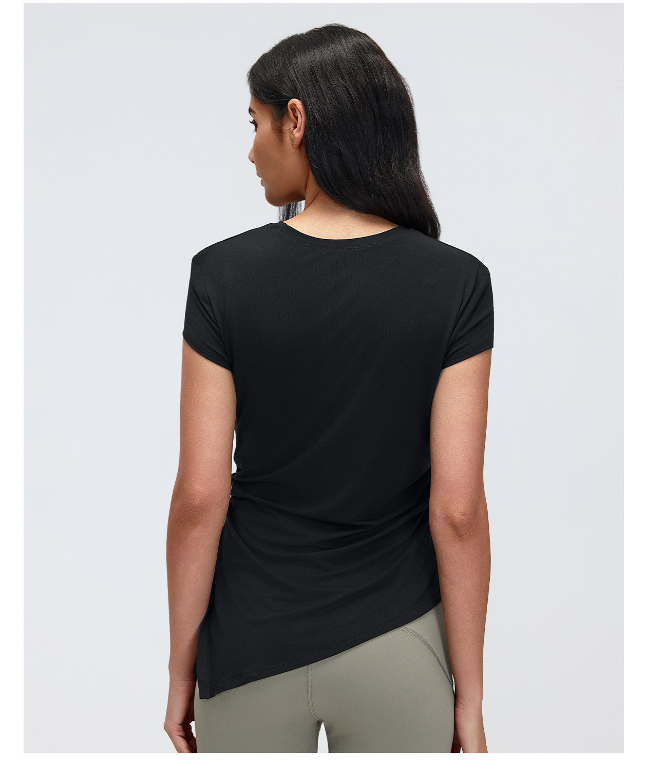 Summer round Neck Sports Short Sleeve Women Pleated Waist Tight Thin Yoga Wear Top Running Workout T shirt