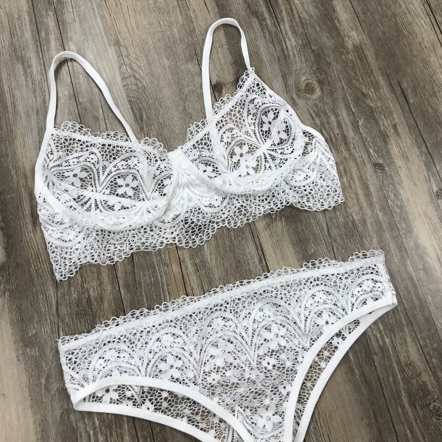 Lace Sexy Lingerie Set Solid Color Eyelash Lace
