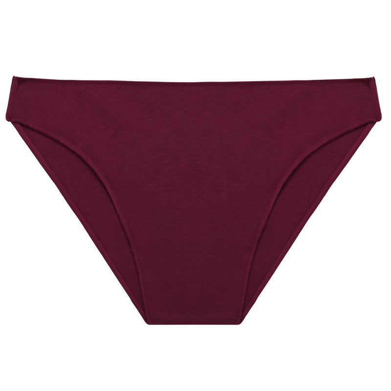 Women Briefs Basic Solid Color Cotton Underwear High Slit Comfortable T-Back