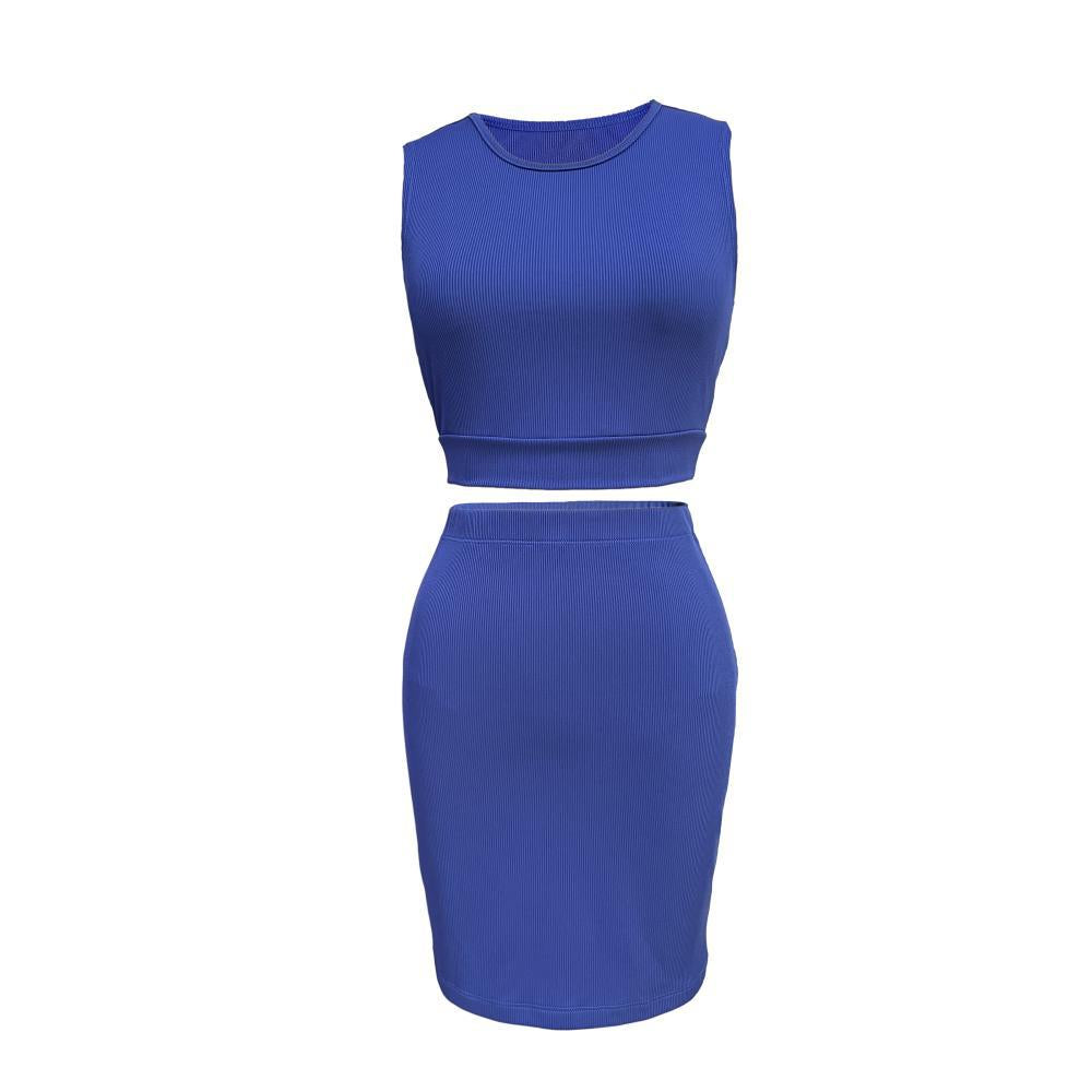 Cropped Small Sunken Stripe Vest Slim Fit Super Short Hip Skirt Office Two Piece Set
