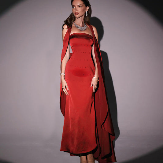 Fall Type Hip Socialite Elegant Sexy Slim Fit Dress Tube Top Dress Women
