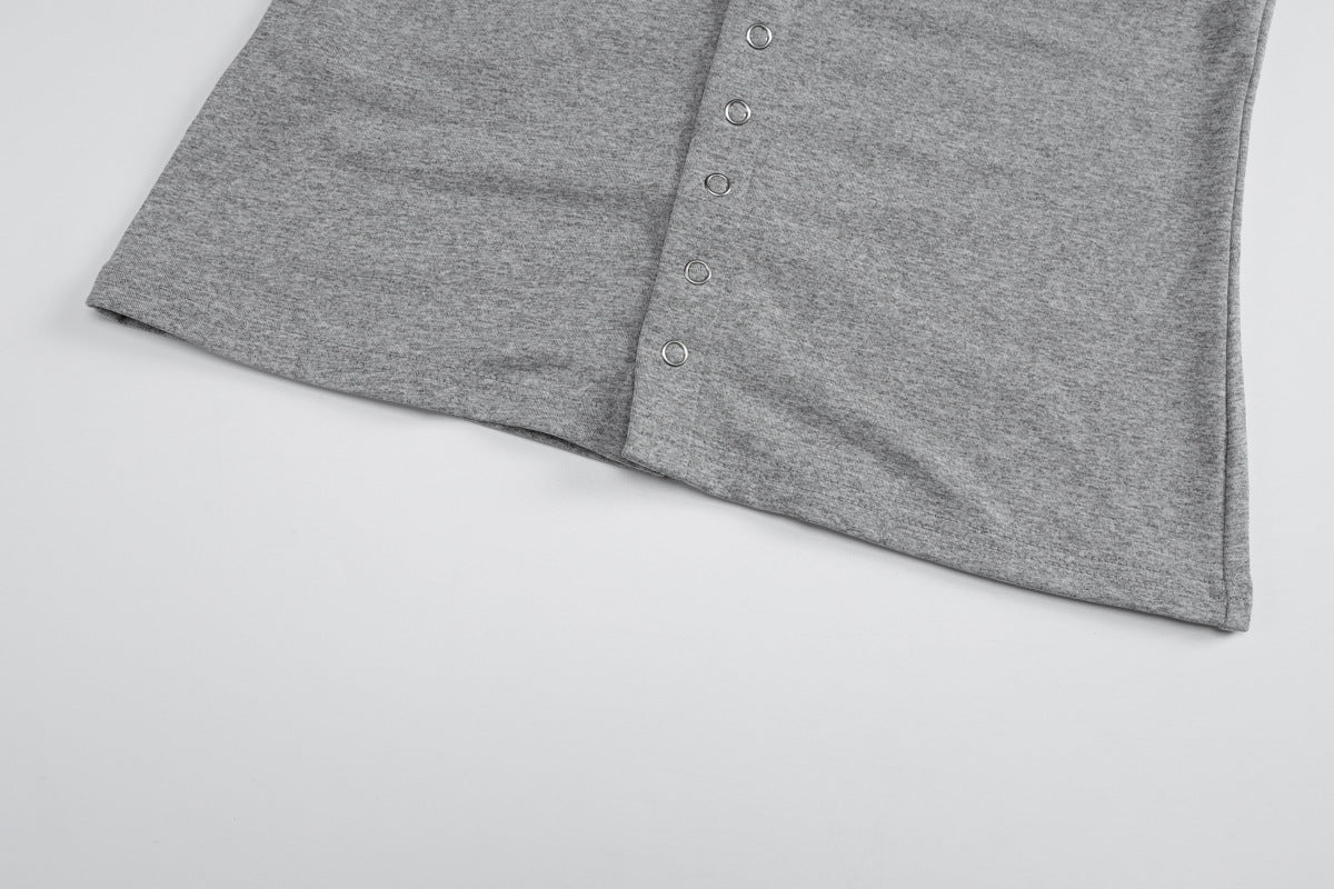 Cardigan Long Sleeve Button Top Autumn Slim Collared Knitted T shirt
