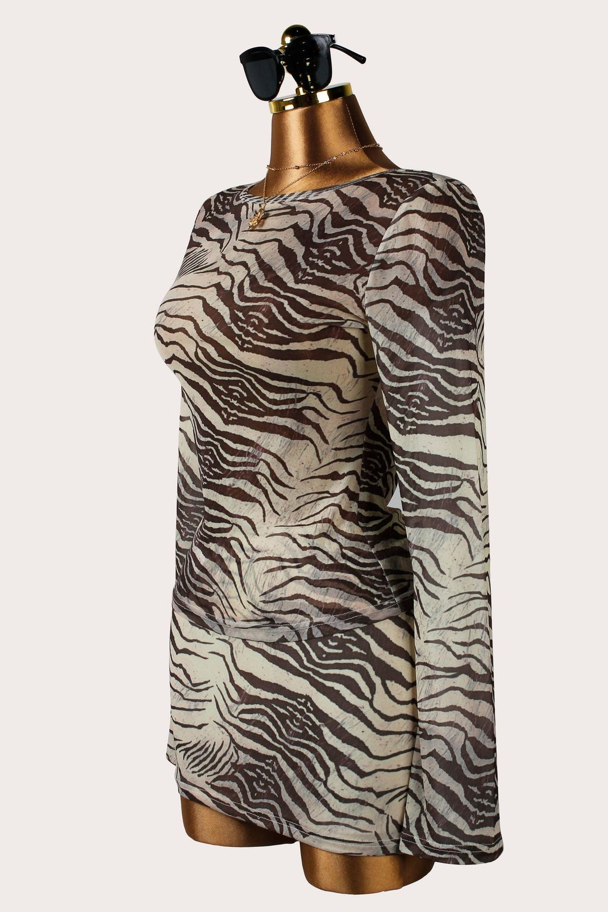 Autumn Sexy Animal Pattern Printed Long Sleeved Top Skirt Two Piece Sets