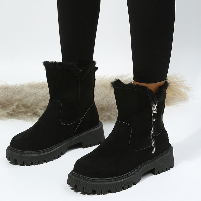 Mid Calf plus Velvet Platform Cotton Padded Boots Women Arrival Thickened Warm Snow Boots