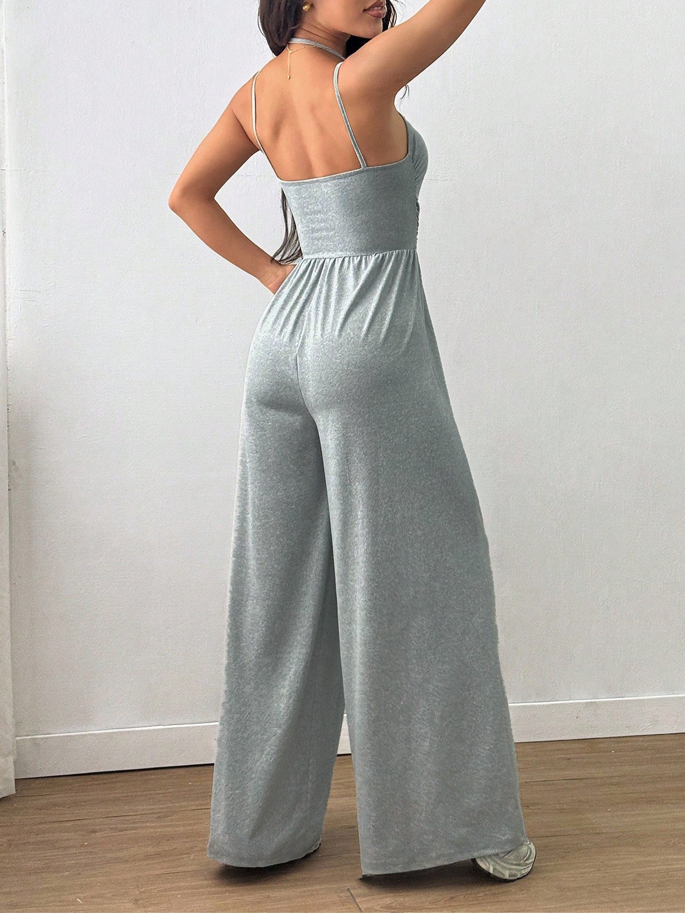 Suspender Women Casual Summer Wide Leg Loose Wrapped Chest Nipped Waist Jumpsuit