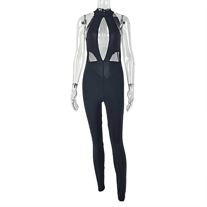 Women Clothing Hollow Out Cutout out Niche Sexy Solid Color Jumpsuit Slim Fit Thin Exercise Backless Jumpsuit