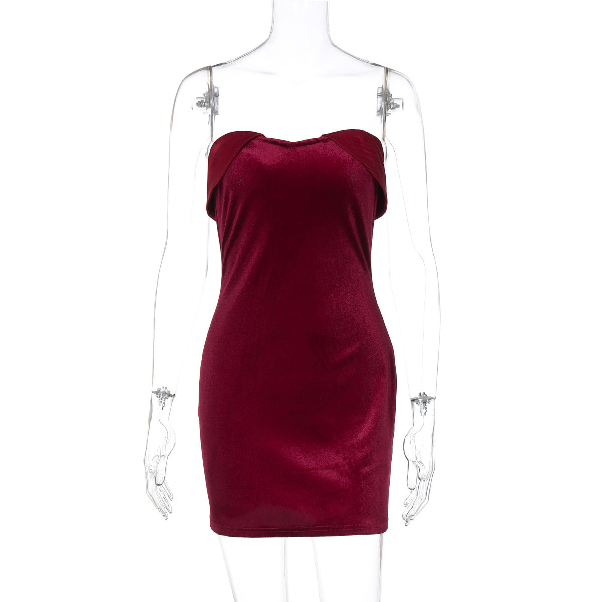 Women Clothing Summer Sexy Tube Top Package Hip Short Solid Color Slim Fit Dress