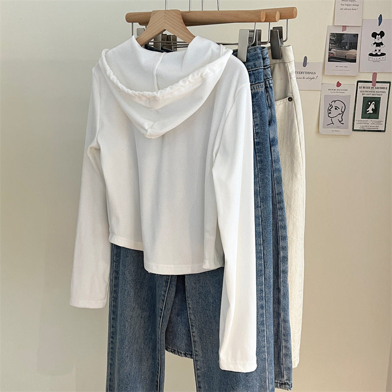 Autumn Winter Sweater Women Hooded Long Sleeve Short Cardigan Sexy Slim Fit Warm Jacket