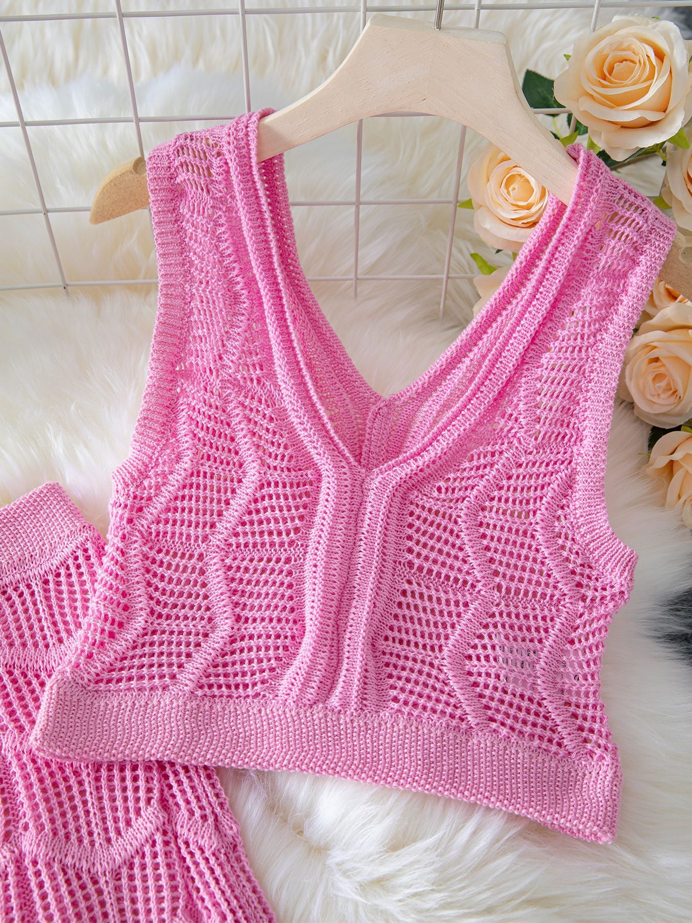 Women Clothing Casual Sexy Short Sling Top Split Skirt Set Beachwear