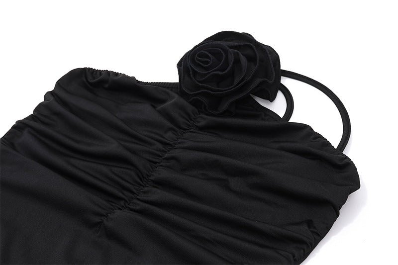 Women Clothing Summer Sexy Backless One Shoulder Pleated Slim Fit Elegant Dress Women