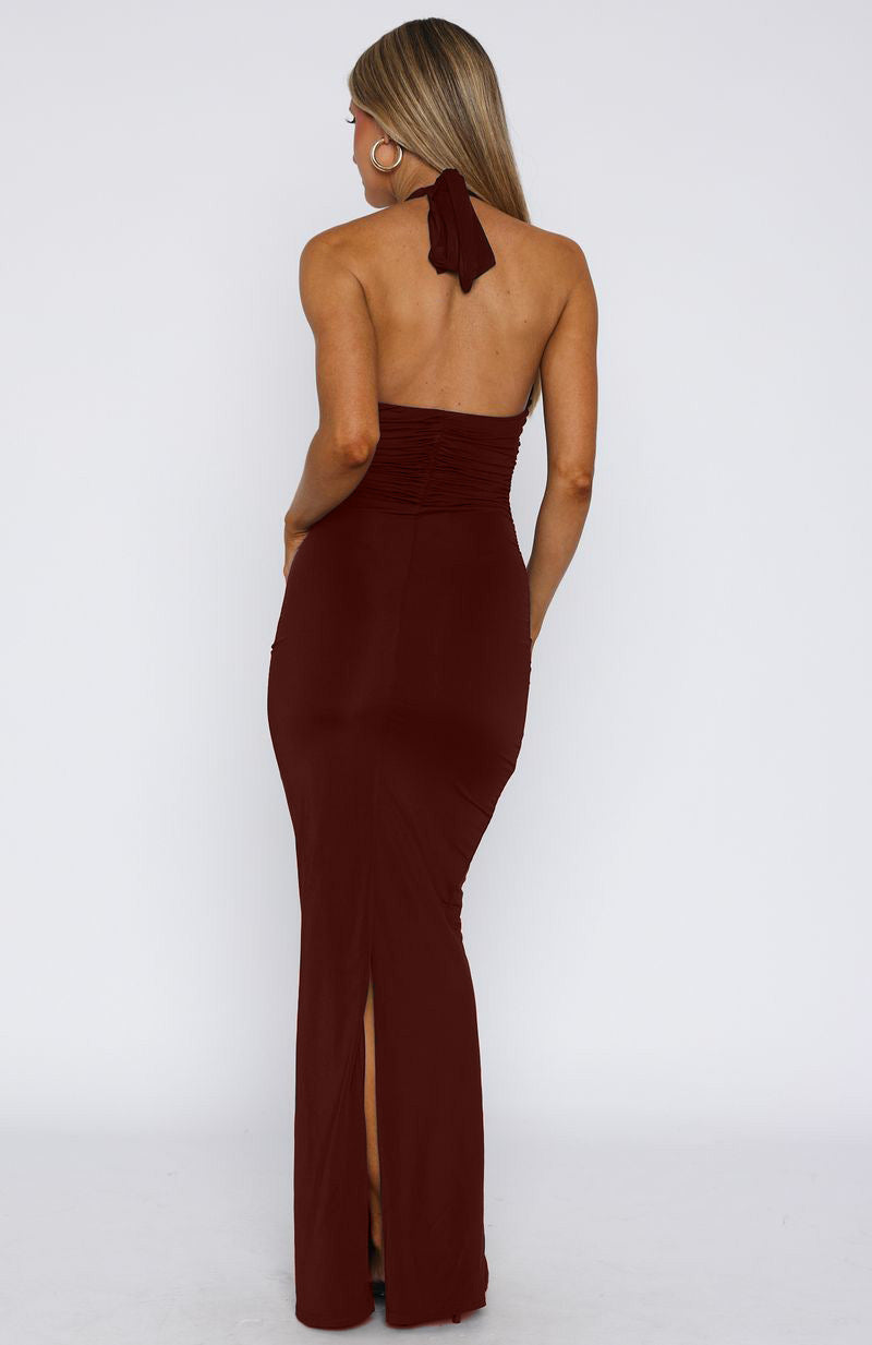 Women Clothing Summer Sexy V neck Slim Fit Tied Backless Sleeveless Dress