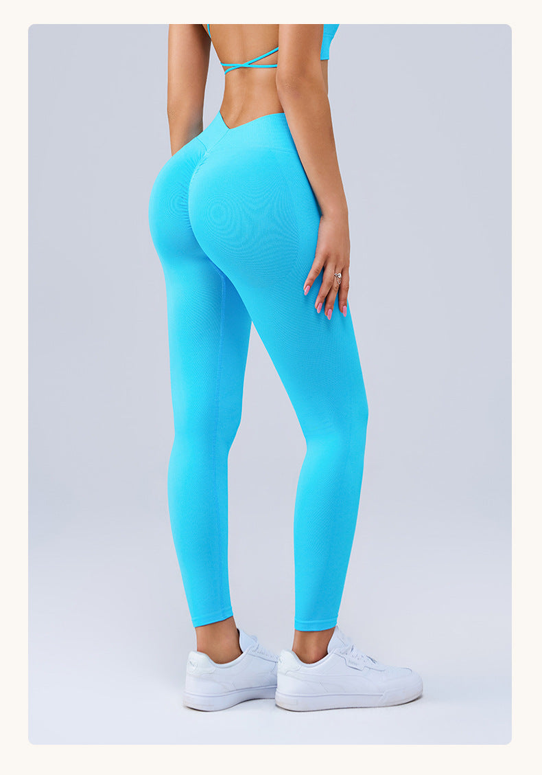 High Waist Belly Contracting Peach Hip Nude Feel Long Yoga Pants Women Breathable Running Exercise Workout Pants
