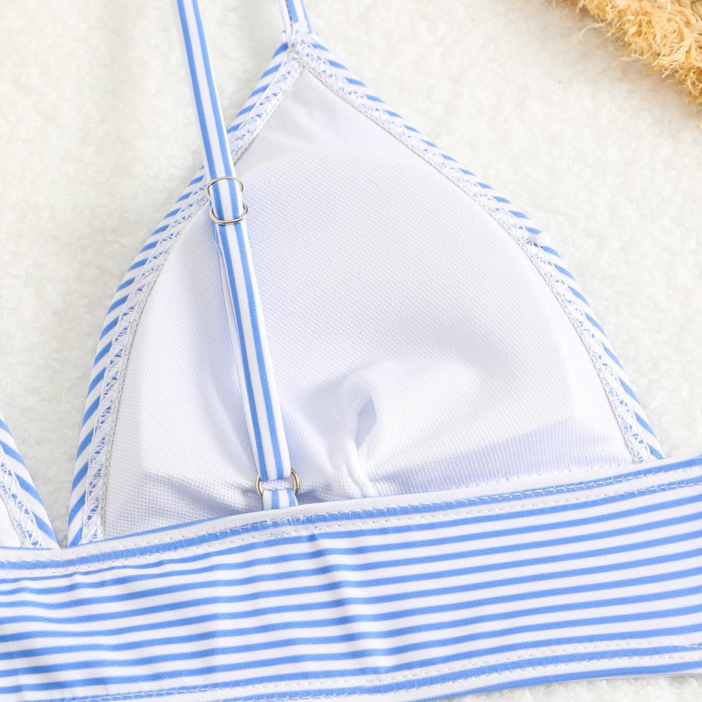 Split Swimsuit Bikini Sexy Swimsuit Slim Striped High Waist Bikini Swimsuit