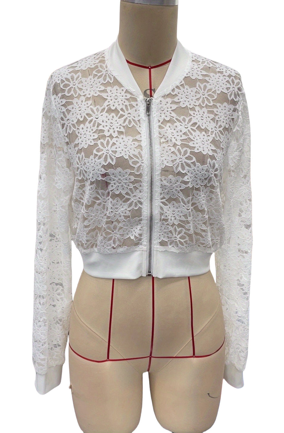 Ladies Floral Lace Hollow Out Cutout out Long Sleeve Jacket Women Coat