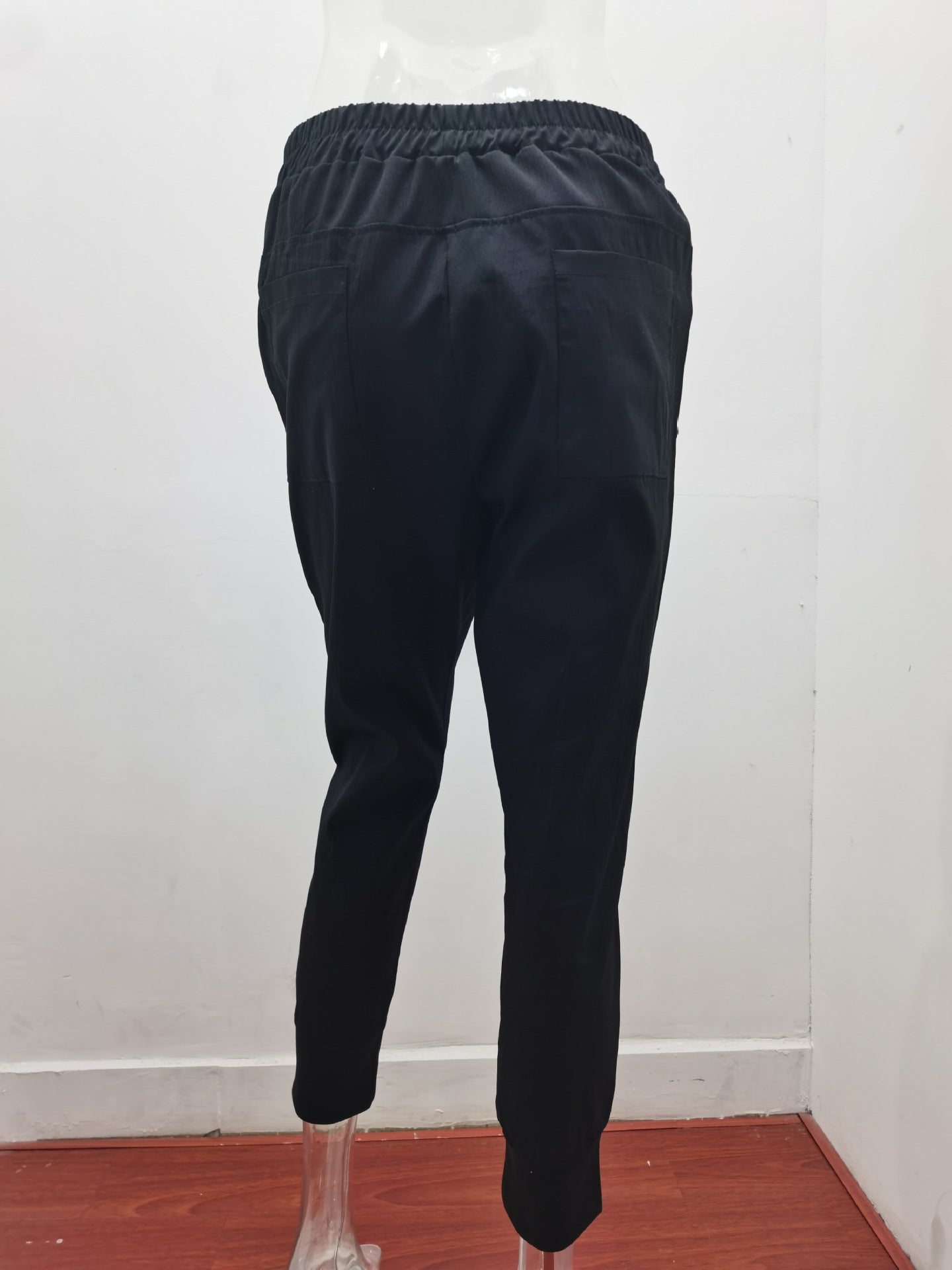 Cotton Linen Solid Color Simple Lace Casual Pants Women Slim Fit Slimming Cropped Skinny Pants