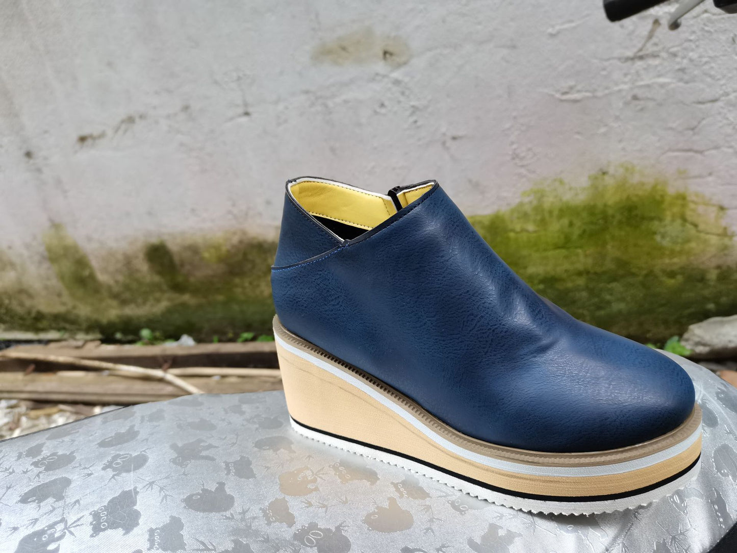 Wedge Thin Short Boots for Women Autumn Winter Side Zipper Mid Heel Leather Surface Ankle Boots