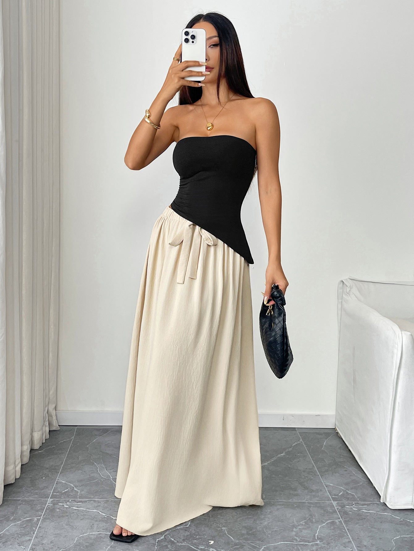 Summer Women Clothing Casual Sexy Skirt Maxi Skirt Set French Sexy
