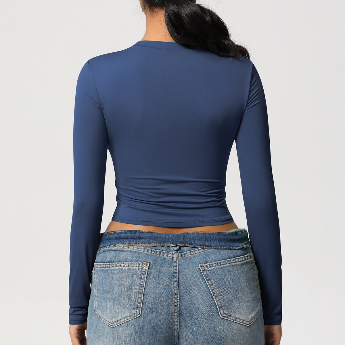 Nude Feel Tight Sports T shirt Quick Drying Breathable Long Sleeves Yoga Clothes Pilates Running Sports Fitness Long Sleeved Upper Garment