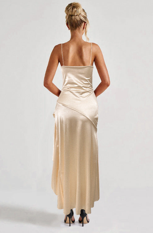 High Slit Spaghetti Straps Sleeveless Sexy Slim Fit Backless Dress Formal Dress